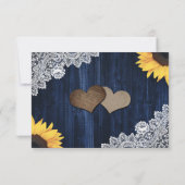 Cartes RSVP de mariage en dentelle bleu marine (Dos)