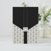Cartes RSVP de mariage en dentelle noire Damask no (Debout devant)