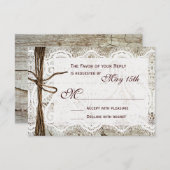 Cartes RSVP de mariage en dentelle rustique (Devant / Derrière)