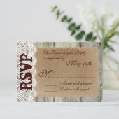 Cartes RSVP de mariage en dentelle rustique (Debout devant)