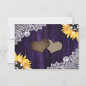 Cartes RSVP de mariage en dentelle violette de tou (Dos)