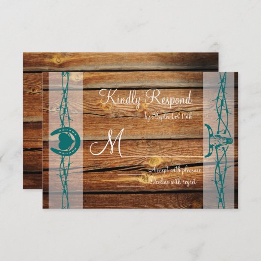 Cartes RSVP de Mariage en fer à cheval rustique Ba (Devant / Derrière)