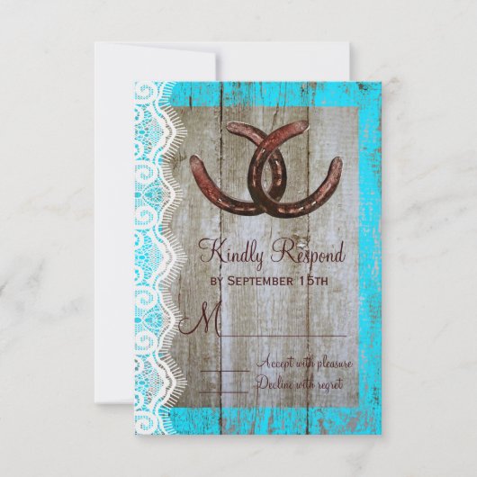 Cartes RSVP de mariage en fer à cheval rustique Tu (Devant)