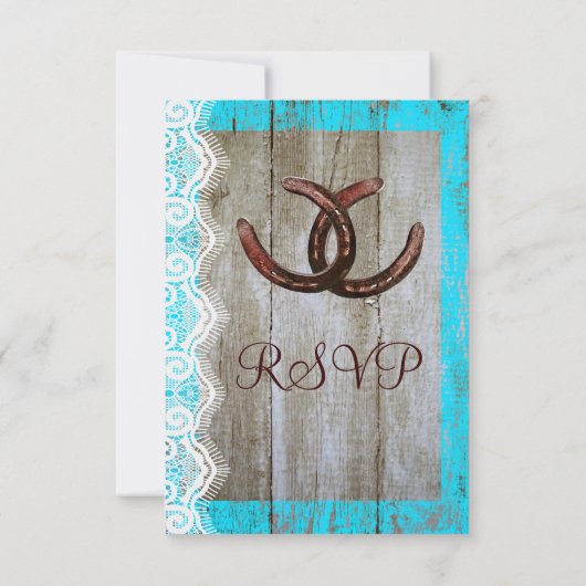Cartes RSVP de mariage en fer à cheval rustique Tu (Dos)