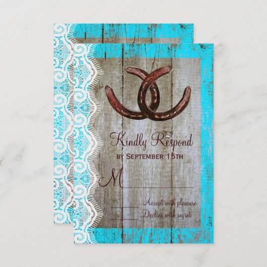 Cartes RSVP de mariage en fer à cheval rustique Tu (Devant / Derrière)