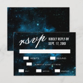 Cartes RSVP de mariage en Galaxie Bleue (Devant / Derrière)