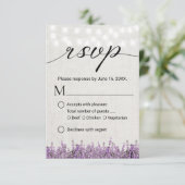 Cartes RSVP de mariage en lin rustique floral lava (Debout devant)