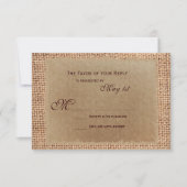 Cartes RSVP de mariage en papier rustique Burlap (Devant)