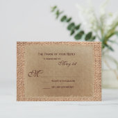Cartes RSVP de mariage en papier rustique Burlap (Debout devant)