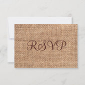 Cartes RSVP de mariage en papier rustique Burlap (Dos)