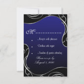 Cartes RSVP de mariage en plumes Peacock noir et b (Dos)