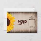 Cartes RSVP de mariage en pot de tournesol rustiqu (Dos)