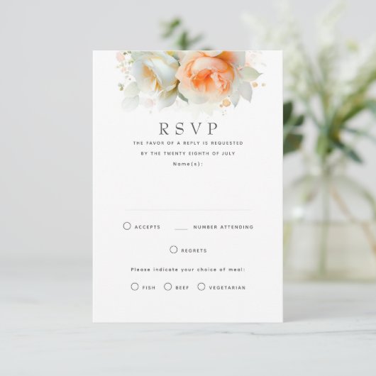 Cartes RSVP de mariage en terre cuite douce (Debout devant)