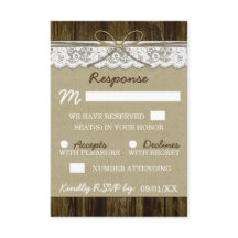 Cartes RSVP de mariage en toile de jute et dentell