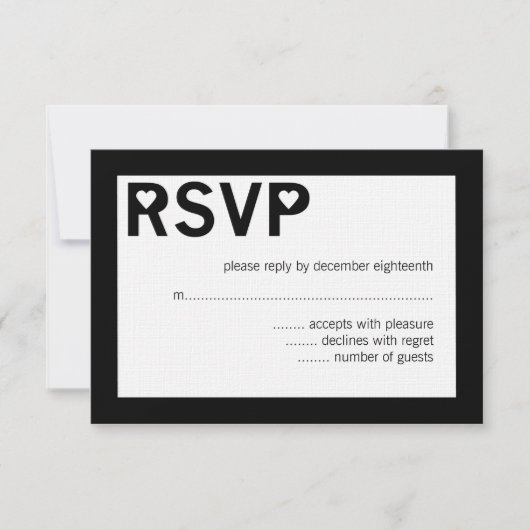 Cartes RSVP de mariage et d'esperie cardiaque mode (Devant)