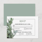 Cartes RSVP de mariage Eucalyptus Dollar Argent (Devant / Derrière)