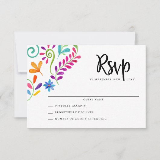 Cartes RSVP de mariage fêtes mexicaines (Devant)