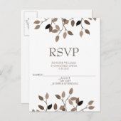 Cartes RSVP de mariage feuille moderne (Devant / Derrière)