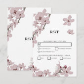 Cartes RSVP de mariage Fleur de Cerisier Élégante (Devant / Derrière)