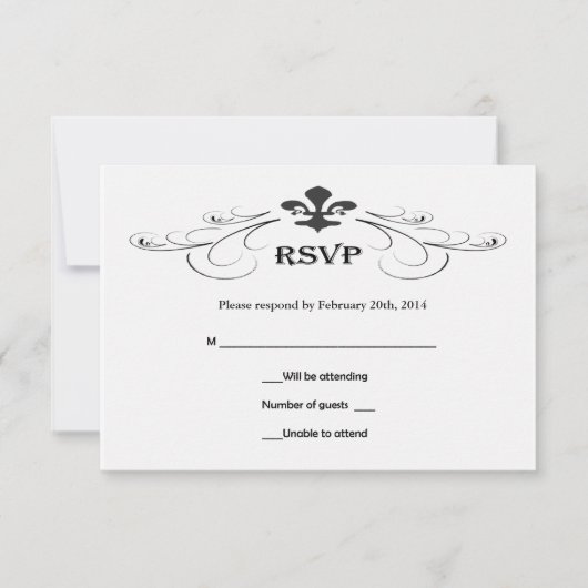 Cartes RSVP de Mariage Fleur de Lis (Devant)