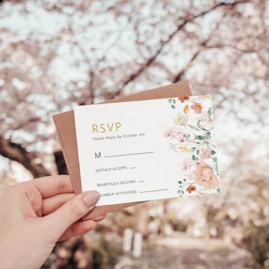 Cartes RSVP de mariage Fleur sauvage rustiques