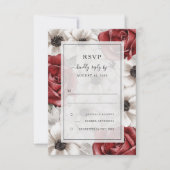 Cartes RSVP de mariage floral Anémone Roses Rouge  (Devant)