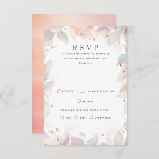 Cartes RSVP de mariage floral léger (Devant / Derrière)