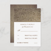 Cartes RSVP de mariage floral rustique en bois gra (Devant / Derrière)