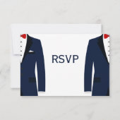 Cartes RSVP De Mariage Gay Bleu Et Blanc (Dos)