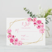 Cartes RSVP de mariage géométrique en fleurs de ce (Debout devant)