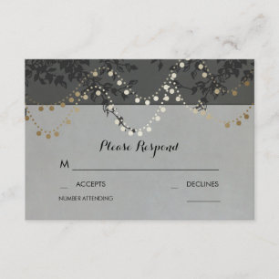 Cartes RSVP de mariage Gold Foil String