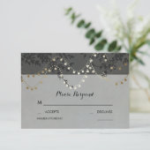 Cartes RSVP de mariage Gold Foil String (Debout devant)