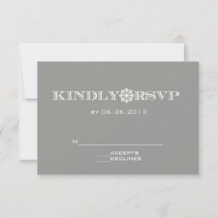 Cartes RSVP de mariage gris Snowflake mignonnes