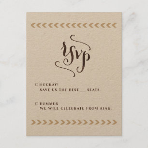 Cartes RSVP de mariage Kraft rustique
