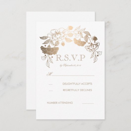 Cartes RSVP de mariage Laurel et Peonies Blanches (Devant / Derrière)