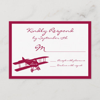 Cartes RSVP de Mariage Magenta Aviator vintage Bip