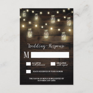 Cartes RSVP de mariage Mason Jar