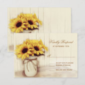 Cartes RSVP de mariage Mason Tournesols Rustiques (Devant / Derrière)