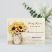 Cartes RSVP de mariage Mason Tournesols Rustiques (Debout devant)
