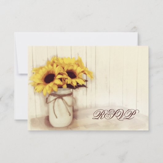 Cartes RSVP de mariage Mason Tournesols Rustiques (Dos)