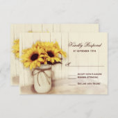 Cartes RSVP de mariage Mason Tournesols Rustiques (Devant / Derrière)