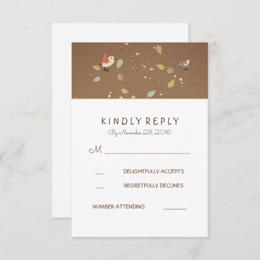 Cartes RSVP de mariage mignonnes (Devant / Derrière)