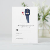 Cartes RSVP de mariage militaire (Debout devant)