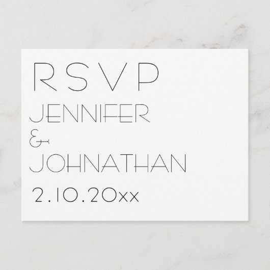 Cartes rsvp de mariage modernes simples (Devant)
