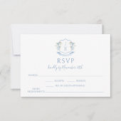 Cartes RSVP de mariage Monogramme de crête Florale (Devant)