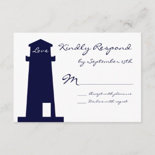 Cartes RSVP de mariage Nautical Lighthouse Beach