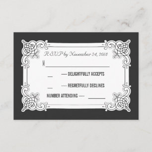 Cartes RSVP de mariage noir et blanc