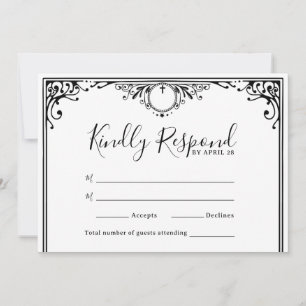 Cartes RSVP de mariage noir et blanc élégantes