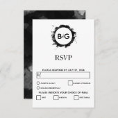Cartes RSVP de mariage noir simple (Devant / Derrière)