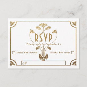 Cartes RSVP de Mariage Nouveau égyptien (Or & Blan